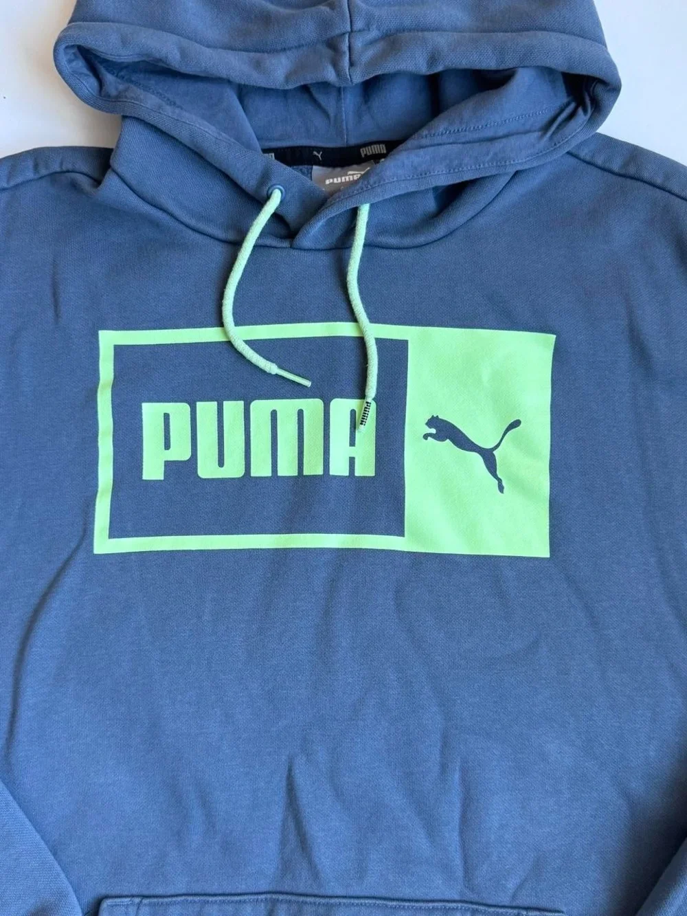 Mens Classic Athletic Puma Blue  Pullover Hoodie Sweater Size Large